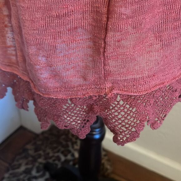 Free People Linen Blend Lace Detailed Lightweight Cardigan Feminine Casual Boho - Picture 10 of 12